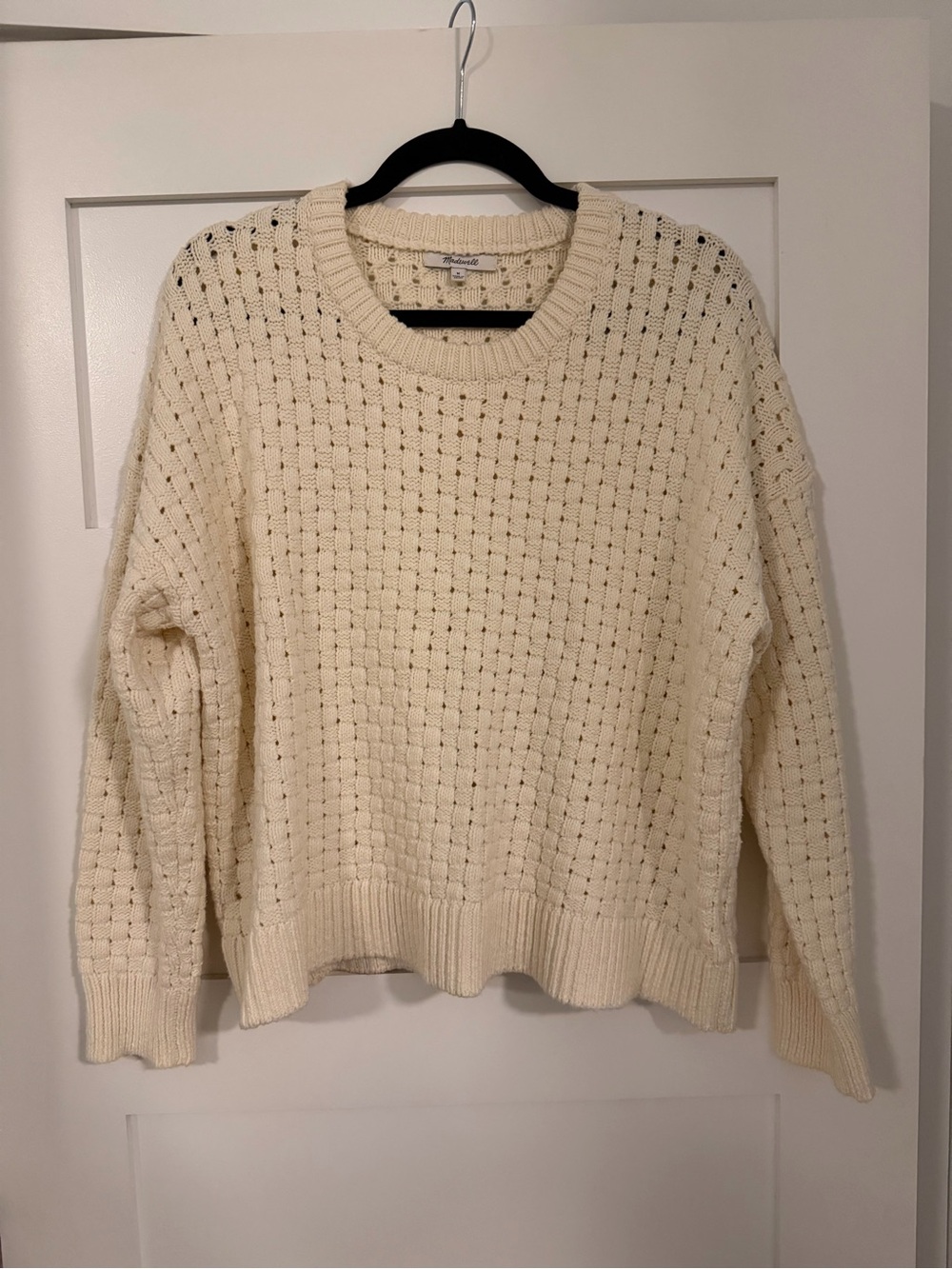 Madewell Cream Open-Knit Crewneck Sweater